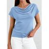 image:imagePRETTYGARDEN Womens Tops Dressy Casual Clothing 2026 Summer Cowl Neck Short Sleeve Blouses Spring Business Work Office ShirtsLight Blue