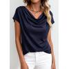 image:imagePRETTYGARDEN Womens Tops Dressy Casual Clothing 2026 Summer Cowl Neck Short Sleeve Blouses Spring Business Work Office ShirtsNavy Blue
