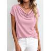 image:imagePRETTYGARDEN Womens Tops Dressy Casual Clothing 2026 Summer Cowl Neck Short Sleeve Blouses Spring Business Work Office ShirtsPink
