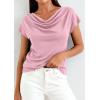 image:imagePRETTYGARDEN Womens Tops Dressy Casual Clothing 2026 Summer Cowl Neck Short Sleeve Blouses Spring Business Work Office ShirtsPink