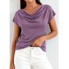 image:imagePRETTYGARDEN Womens Tops Dressy Casual Clothing 2026 Summer Cowl Neck Short Sleeve Blouses Spring Business Work Office ShirtsPurple