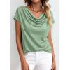 image:imagePRETTYGARDEN Womens Tops Dressy Casual Clothing 2026 Summer Cowl Neck Short Sleeve Blouses Spring Business Work Office ShirtsSage Green