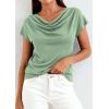 image:imagePRETTYGARDEN Womens Tops Dressy Casual Clothing 2026 Summer Cowl Neck Short Sleeve Blouses Spring Business Work Office ShirtsSage Green