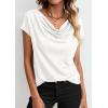 image:imagePRETTYGARDEN Womens Tops Dressy Casual Clothing 2026 Summer Cowl Neck Short Sleeve Blouses Spring Business Work Office ShirtsWhite