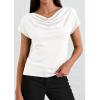 image:imagePRETTYGARDEN Womens Tops Dressy Casual Clothing 2026 Summer Cowl Neck Short Sleeve Blouses Spring Business Work Office ShirtsWhite