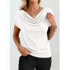 image:imagePRETTYGARDEN Womens Tops Dressy Casual Clothing 2026 Summer Cowl Neck Short Sleeve Blouses Spring Business Work Office ShirtsWhite
