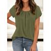 image:imagePRETTYGARDEN Womens Tops Dressy Casual Summer 2026 Short Sleeve Blouses Crew Neck Pleated Basic T Shirts Spring ClothesArmy Green
