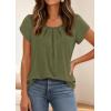 image:imagePRETTYGARDEN Womens Tops Dressy Casual Summer 2026 Short Sleeve Blouses Crew Neck Pleated Basic T Shirts Spring ClothesArmy Green