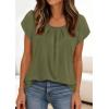 image:imagePRETTYGARDEN Womens Tops Dressy Casual Summer 2026 Short Sleeve Blouses Crew Neck Pleated Basic T Shirts Spring ClothesArmy Green