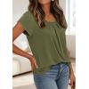 image:imagePRETTYGARDEN Womens Tops Dressy Casual Summer 2026 Short Sleeve Blouses Crew Neck Pleated Basic T Shirts Spring ClothesArmy Green