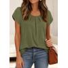 image:imagePRETTYGARDEN Womens Tops Dressy Casual Summer 2026 Short Sleeve Blouses Crew Neck Pleated Basic T Shirts Spring ClothesArmy Green