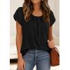 image:imagePRETTYGARDEN Womens Tops Dressy Casual Summer 2026 Short Sleeve Blouses Crew Neck Pleated Basic T Shirts Spring ClothesBlack