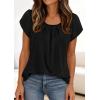 image:imagePRETTYGARDEN Womens Tops Dressy Casual Summer 2026 Short Sleeve Blouses Crew Neck Pleated Basic T Shirts Spring ClothesBlack