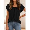 image:imagePRETTYGARDEN Womens Tops Dressy Casual Summer 2026 Short Sleeve Blouses Crew Neck Pleated Basic T Shirts Spring ClothesBlack