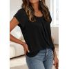image:imagePRETTYGARDEN Womens Tops Dressy Casual Summer 2026 Short Sleeve Blouses Crew Neck Pleated Basic T Shirts Spring ClothesBlack