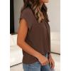 image:imagePRETTYGARDEN Womens Tops Dressy Casual Summer 2026 Short Sleeve Blouses Crew Neck Pleated Basic T Shirts Spring ClothesBrown