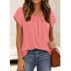 image:imagePRETTYGARDEN Womens Tops Dressy Casual Summer 2026 Short Sleeve Blouses Crew Neck Pleated Basic T Shirts Spring ClothesCoral Pink