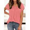 image:imagePRETTYGARDEN Womens Tops Dressy Casual Summer 2026 Short Sleeve Blouses Crew Neck Pleated Basic T Shirts Spring ClothesCoral Pink