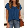 image:imagePRETTYGARDEN Womens Tops Dressy Casual Summer 2026 Short Sleeve Blouses Crew Neck Pleated Basic T Shirts Spring ClothesDark Blue