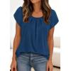 image:imagePRETTYGARDEN Womens Tops Dressy Casual Summer 2026 Short Sleeve Blouses Crew Neck Pleated Basic T Shirts Spring ClothesDark Blue