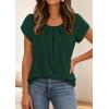 image:imagePRETTYGARDEN Womens Tops Dressy Casual Summer 2026 Short Sleeve Blouses Crew Neck Pleated Basic T Shirts Spring ClothesDark Green