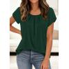 image:imagePRETTYGARDEN Womens Tops Dressy Casual Summer 2026 Short Sleeve Blouses Crew Neck Pleated Basic T Shirts Spring ClothesDark Green
