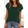 image:imagePRETTYGARDEN Womens Tops Dressy Casual Summer 2026 Short Sleeve Blouses Crew Neck Pleated Basic T Shirts Spring ClothesDark Green