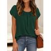image:imagePRETTYGARDEN Womens Tops Dressy Casual Summer 2026 Short Sleeve Blouses Crew Neck Pleated Basic T Shirts Spring ClothesDark Green
