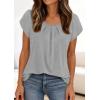 image:imagePRETTYGARDEN Womens Tops Dressy Casual Summer 2026 Short Sleeve Blouses Crew Neck Pleated Basic T Shirts Spring ClothesGrey