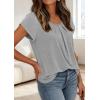 image:imagePRETTYGARDEN Womens Tops Dressy Casual Summer 2026 Short Sleeve Blouses Crew Neck Pleated Basic T Shirts Spring ClothesGrey