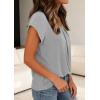 image:imagePRETTYGARDEN Womens Tops Dressy Casual Summer 2026 Short Sleeve Blouses Crew Neck Pleated Basic T Shirts Spring ClothesGrey
