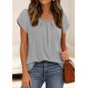 image:imagePRETTYGARDEN Womens Tops Dressy Casual Summer 2026 Short Sleeve Blouses Crew Neck Pleated Basic T Shirts Spring ClothesGrey