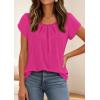 image:imagePRETTYGARDEN Womens Tops Dressy Casual Summer 2026 Short Sleeve Blouses Crew Neck Pleated Basic T Shirts Spring ClothesHot Pink