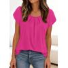 image:imagePRETTYGARDEN Womens Tops Dressy Casual Summer 2026 Short Sleeve Blouses Crew Neck Pleated Basic T Shirts Spring ClothesHot Pink