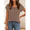 image:imagePRETTYGARDEN Womens Tops Dressy Casual Summer 2026 Short Sleeve Blouses Crew Neck Pleated Basic T Shirts Spring ClothesKhaki