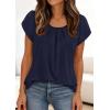 image:imagePRETTYGARDEN Womens Tops Dressy Casual Summer 2026 Short Sleeve Blouses Crew Neck Pleated Basic T Shirts Spring ClothesNavy Blue