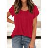 image:imagePRETTYGARDEN Womens Tops Dressy Casual Summer 2026 Short Sleeve Blouses Crew Neck Pleated Basic T Shirts Spring ClothesRed