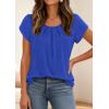 image:imagePRETTYGARDEN Womens Tops Dressy Casual Summer 2026 Short Sleeve Blouses Crew Neck Pleated Basic T Shirts Spring ClothesRoyal Blue