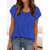 image:imagePRETTYGARDEN Womens Tops Dressy Casual Summer 2026 Short Sleeve Blouses Crew Neck Pleated Basic T Shirts Spring ClothesRoyal Blue