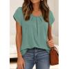 image:imagePRETTYGARDEN Womens Tops Dressy Casual Summer 2026 Short Sleeve Blouses Crew Neck Pleated Basic T Shirts Spring ClothesSage Green