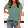 image:imagePRETTYGARDEN Womens Tops Dressy Casual Summer 2026 Short Sleeve Blouses Crew Neck Pleated Basic T Shirts Spring ClothesSage Green