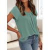 image:imagePRETTYGARDEN Womens Tops Dressy Casual Summer 2026 Short Sleeve Blouses Crew Neck Pleated Basic T Shirts Spring ClothesSage Green