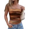 image:imagePRETTYGARDEN Tube Tops for Women 2026 Summer Spring Floral Strapless Going Out Tops Y2K Mesh Cute Beach Vacation ClothesBrown Floral