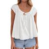 image:imagePRETTYGARDEN Women Babydoll Tops 2026 Summer Clothes Cap Sleeve Tie Front Flowy Tank Top Peplum Blouses Cute Going Out ShirtsWhite