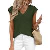 image:imagePRETTYGARDEN Womens 2026 Lightweight Sweaters Vest Spring Trendy Cap Sleeve V Neck Knit Tank Tops Summer Going Out OutfitsArmy Green