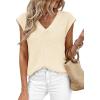 image:imagePRETTYGARDEN Womens 2026 Lightweight Sweaters Vest Spring Trendy Cap Sleeve V Neck Knit Tank Tops Summer Going Out OutfitsBeige