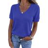 image:imagePRETTYGARDEN Womens Short Sleeve Sweater V Neck Trendy Pullover Tops 2026 Summer Spring Loose Lightweight Casual BlouseRoyal Blue
