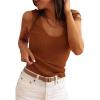 image:imagePRETTYGARDEN Womens Summer Sleeveless Tank Tops 2026 V Neck Ruffle Lightweight Ribbed Knit Shirt Casual Going Out TopBrown