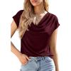 image:imagePRETTYGARDEN Womens Tops Dressy Casual Clothing 2026 Summer Cowl Neck Short Sleeve Blouses Spring Business Work Office ShirtsBurgundy