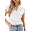 image:imagePRETTYGARDEN Womens Tops Dressy Casual Clothing 2026 Summer Cowl Neck Short Sleeve Blouses Spring Business Work Office ShirtsWhite